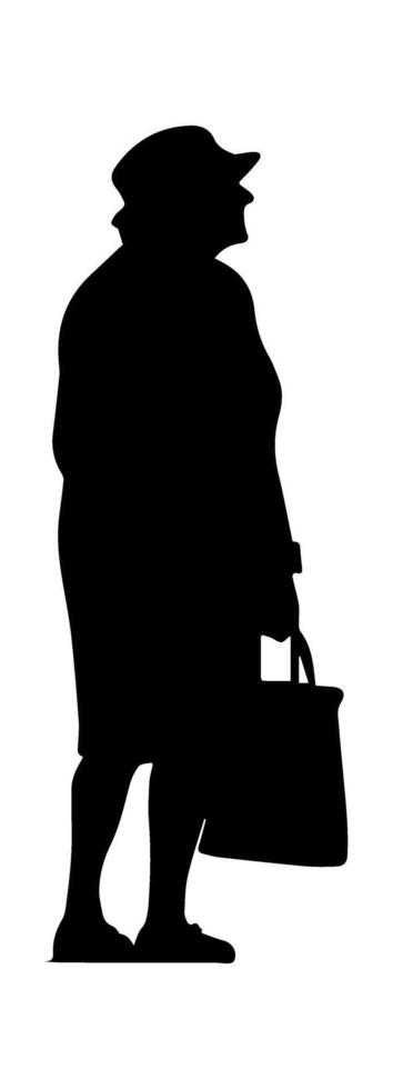 Silhouette of a woman with a bag and hat vector