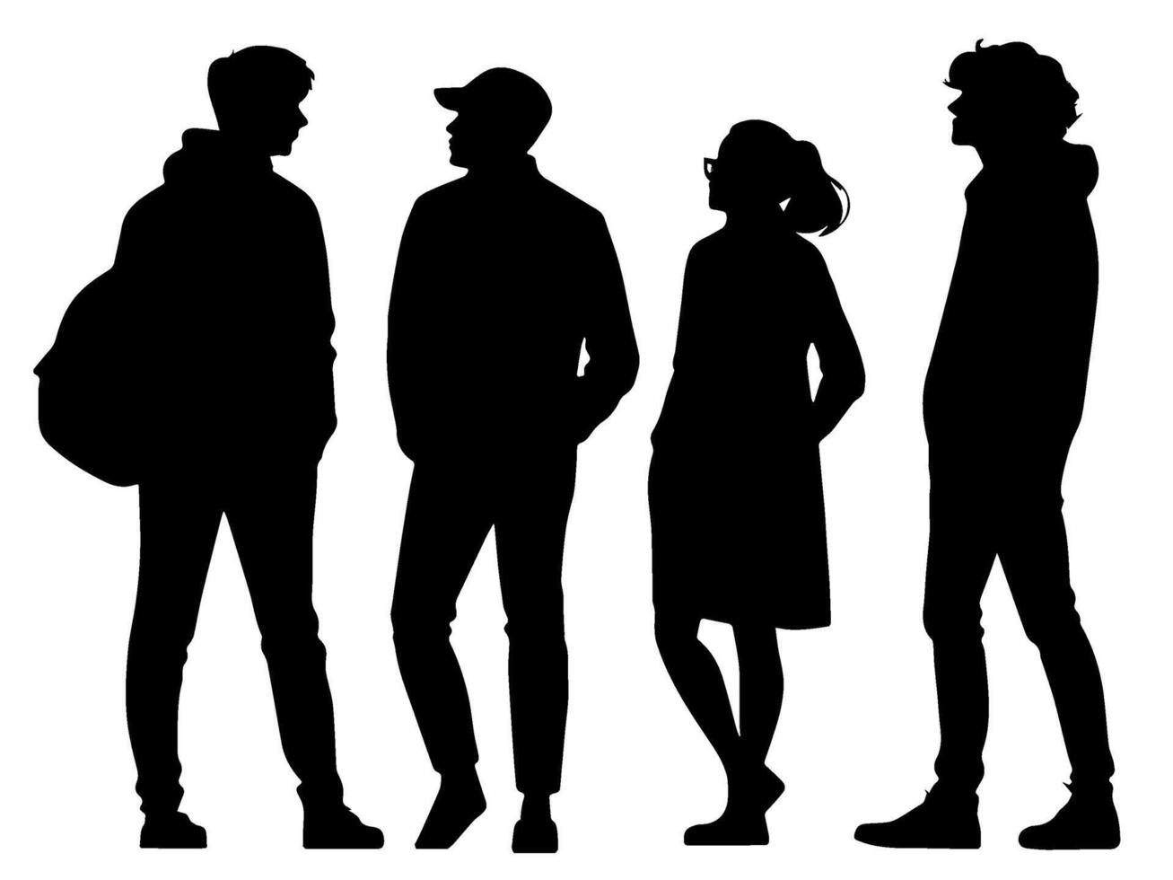 Silhouettes of people standing in a group vector
