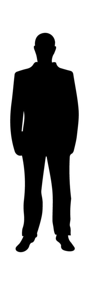 Silhouette of man in suit standing on white background vector