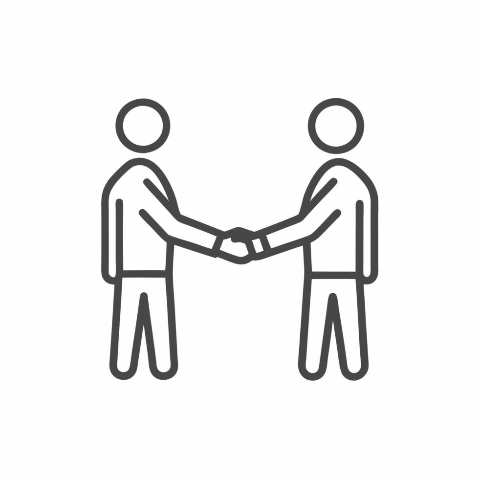Two people shaking hands in a line icon vector