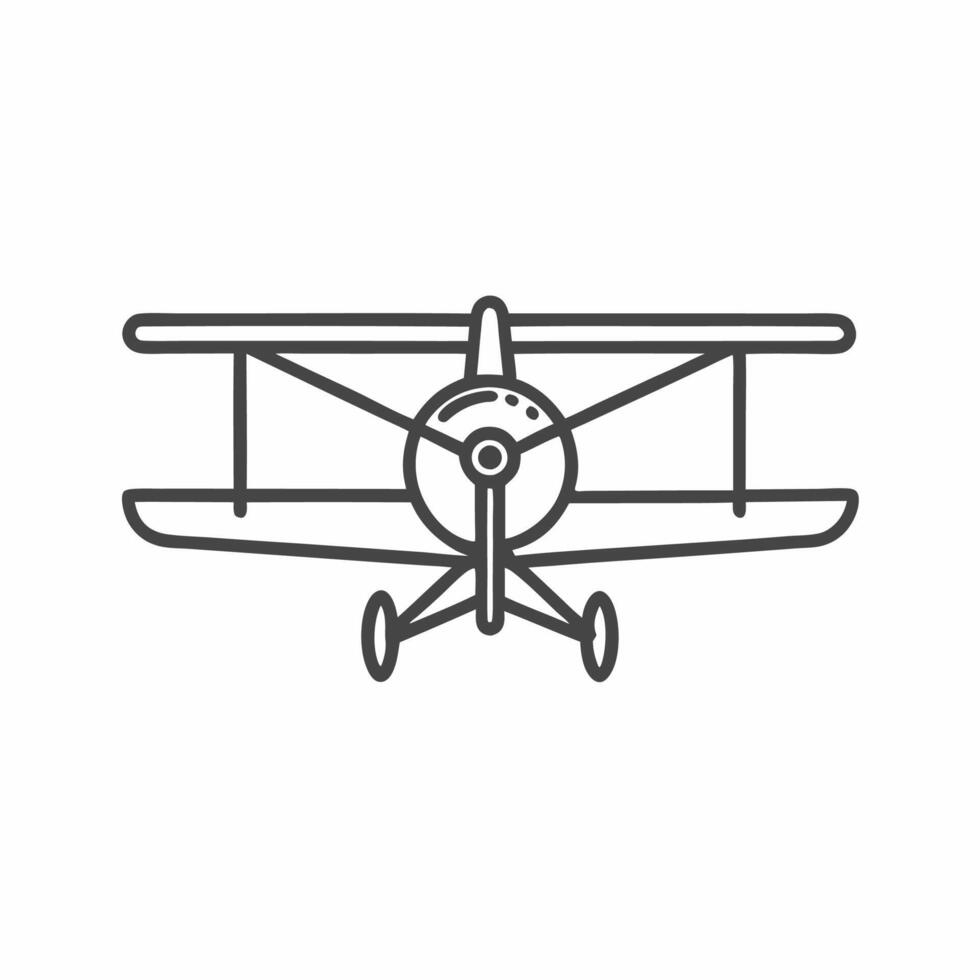 A line drawing of a small airplane vector