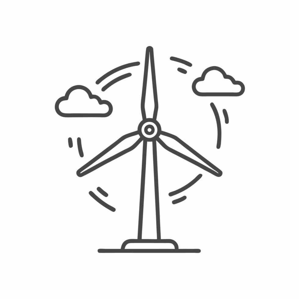 Wind turbine line icon, illustration, isolated on white background vector