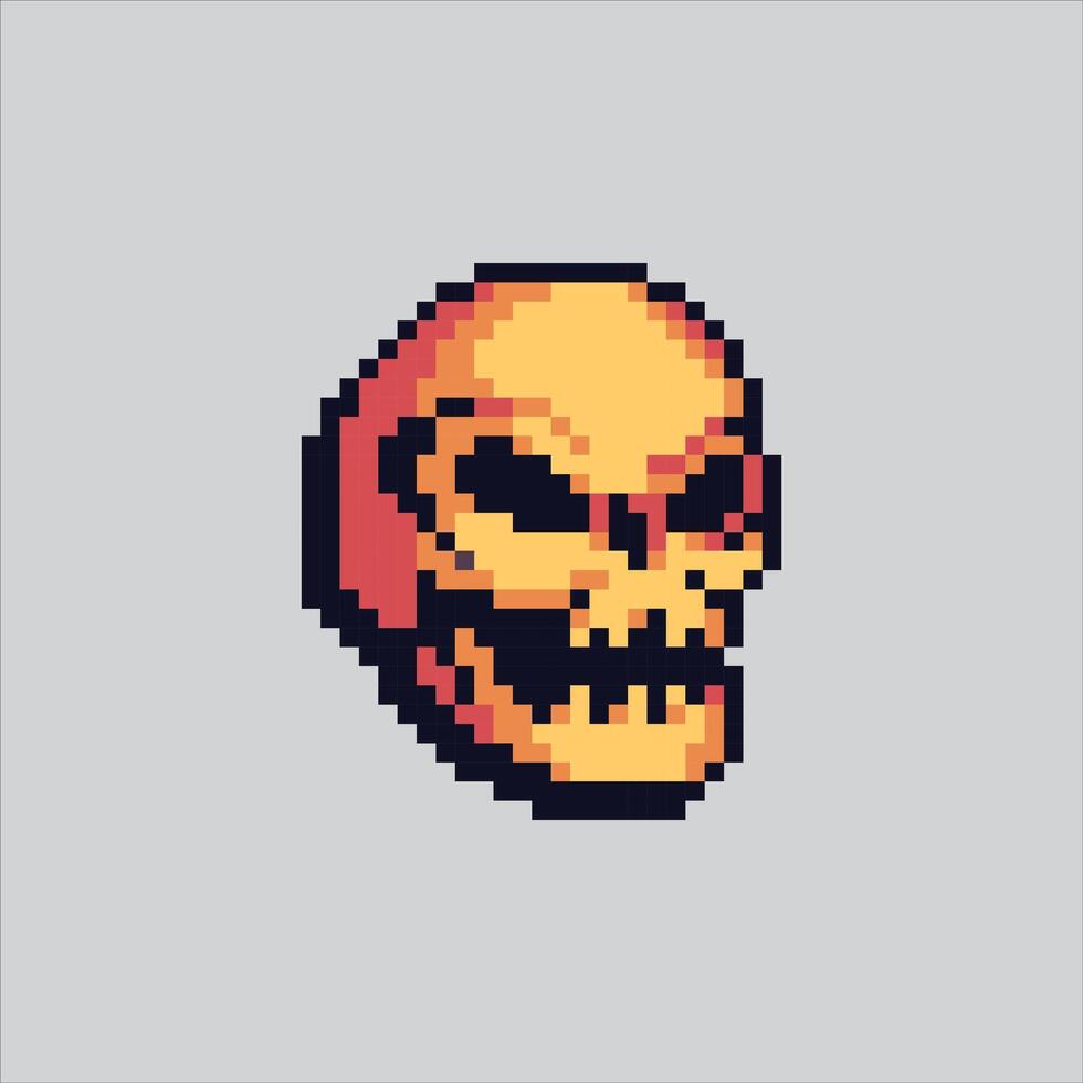 Pixel art illustration Skull Bone. Pixelated Skull Skeleton. vector