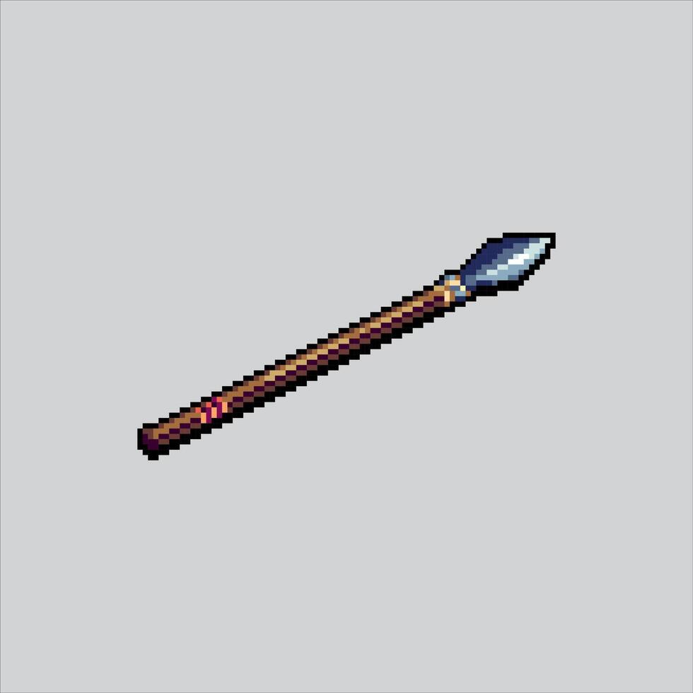 Pixel art illustration Primitive Spear. Pixelated Spear Lance. vector