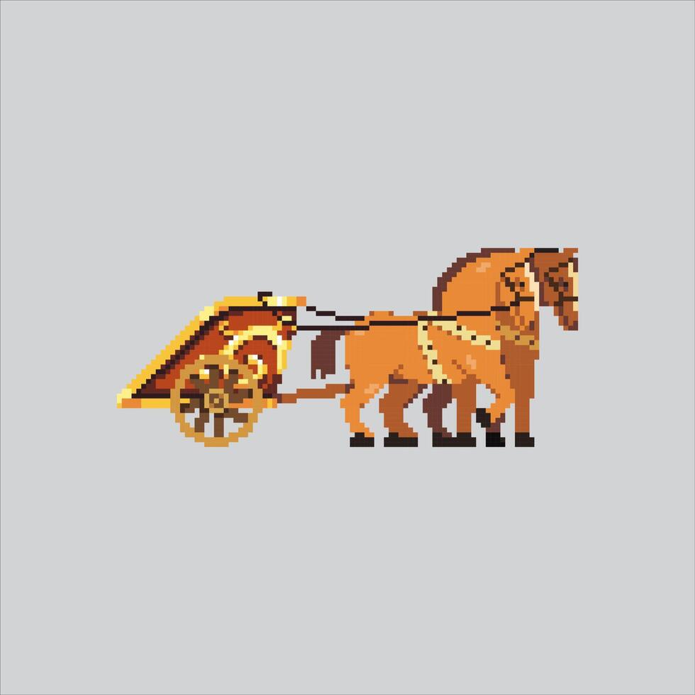 Roman chariot cavalry gladiator Icon pixelated for the pixel art game and icon for website and game. old school retro. vector