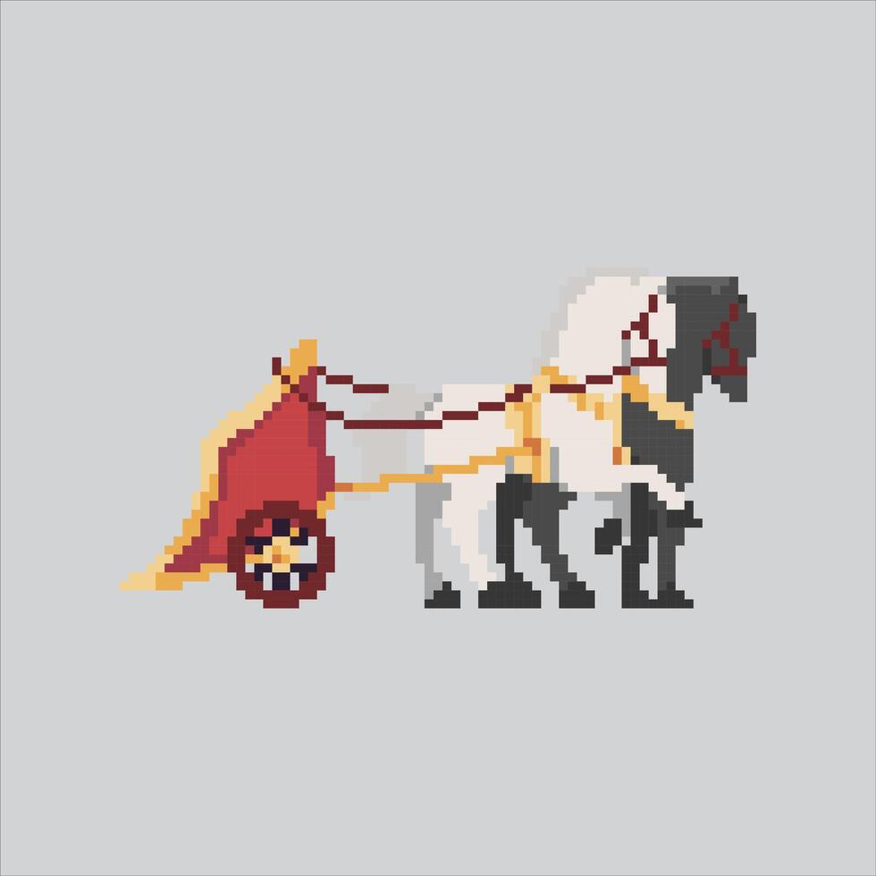 Pixel art illustration Chariot Gladiator. Pixelated Chariot Cavalry. vector