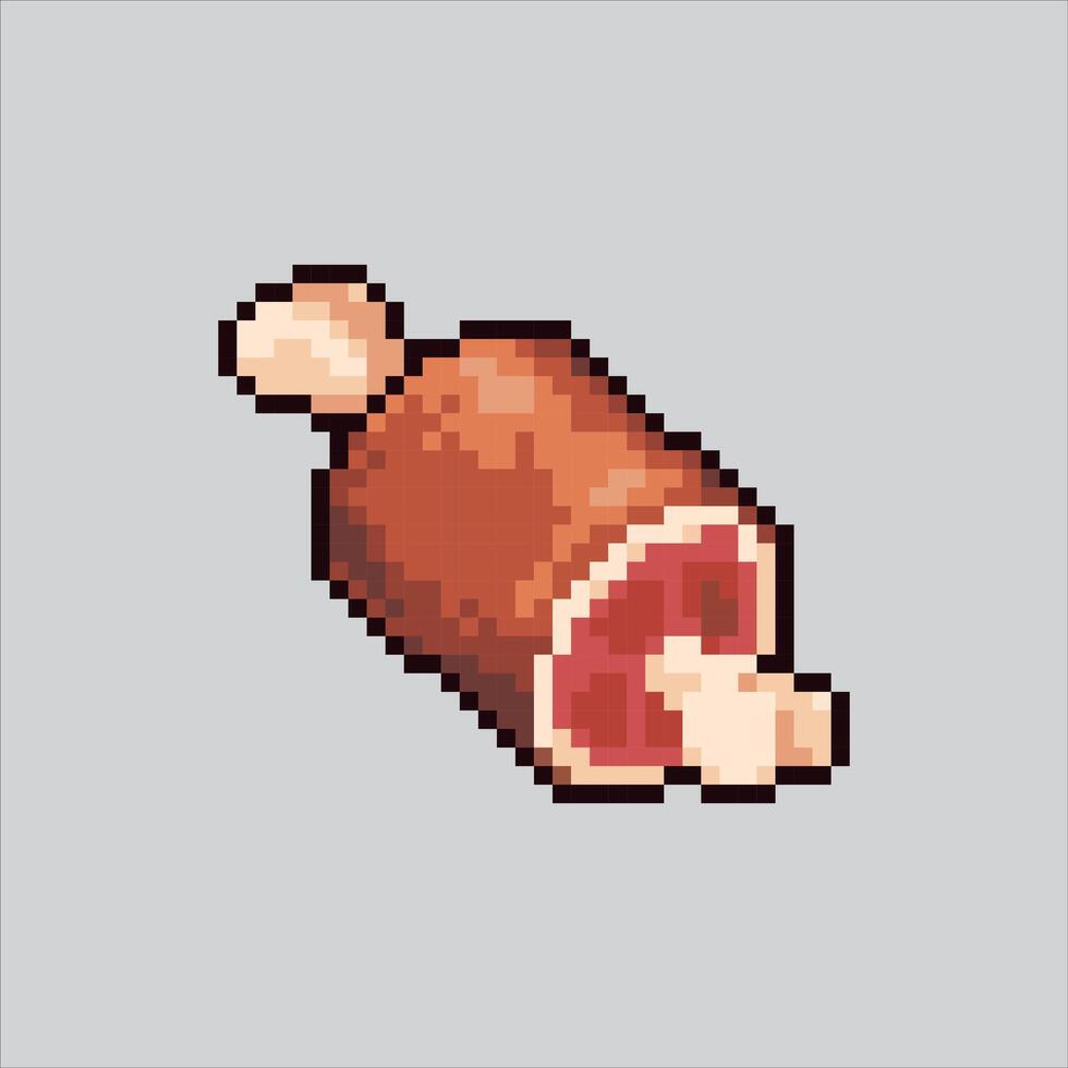 Pixel art illustration Meat. Pixelated Slice of Meat. vector