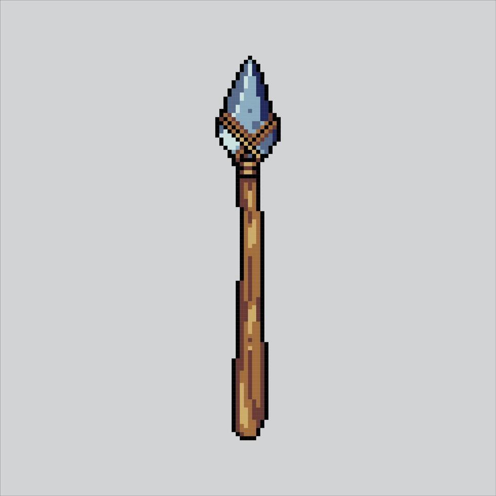 Pixel art Primitive Sharp Spear Lance weapon icon Illustration for game design vector