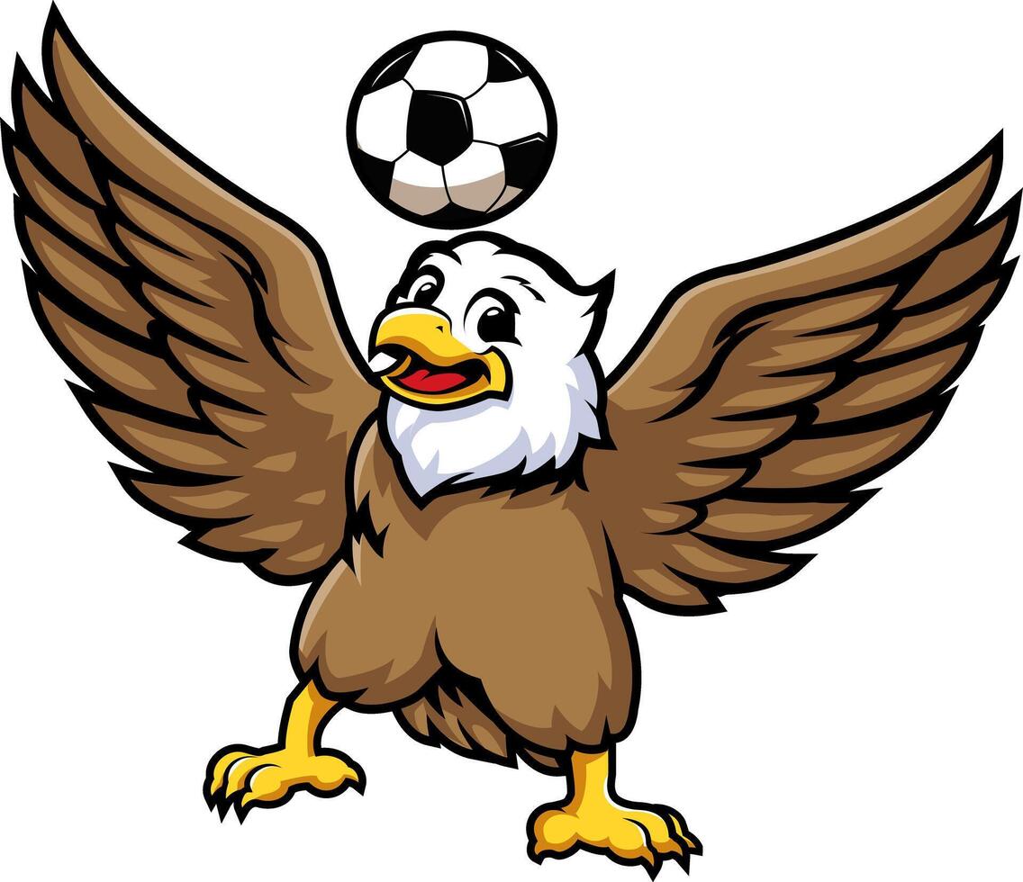 Eagle Mascot Flapping Wings with Ball vector