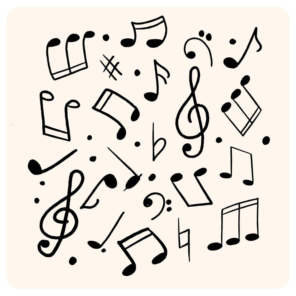 Music Note Sketch Illustration Set vector
