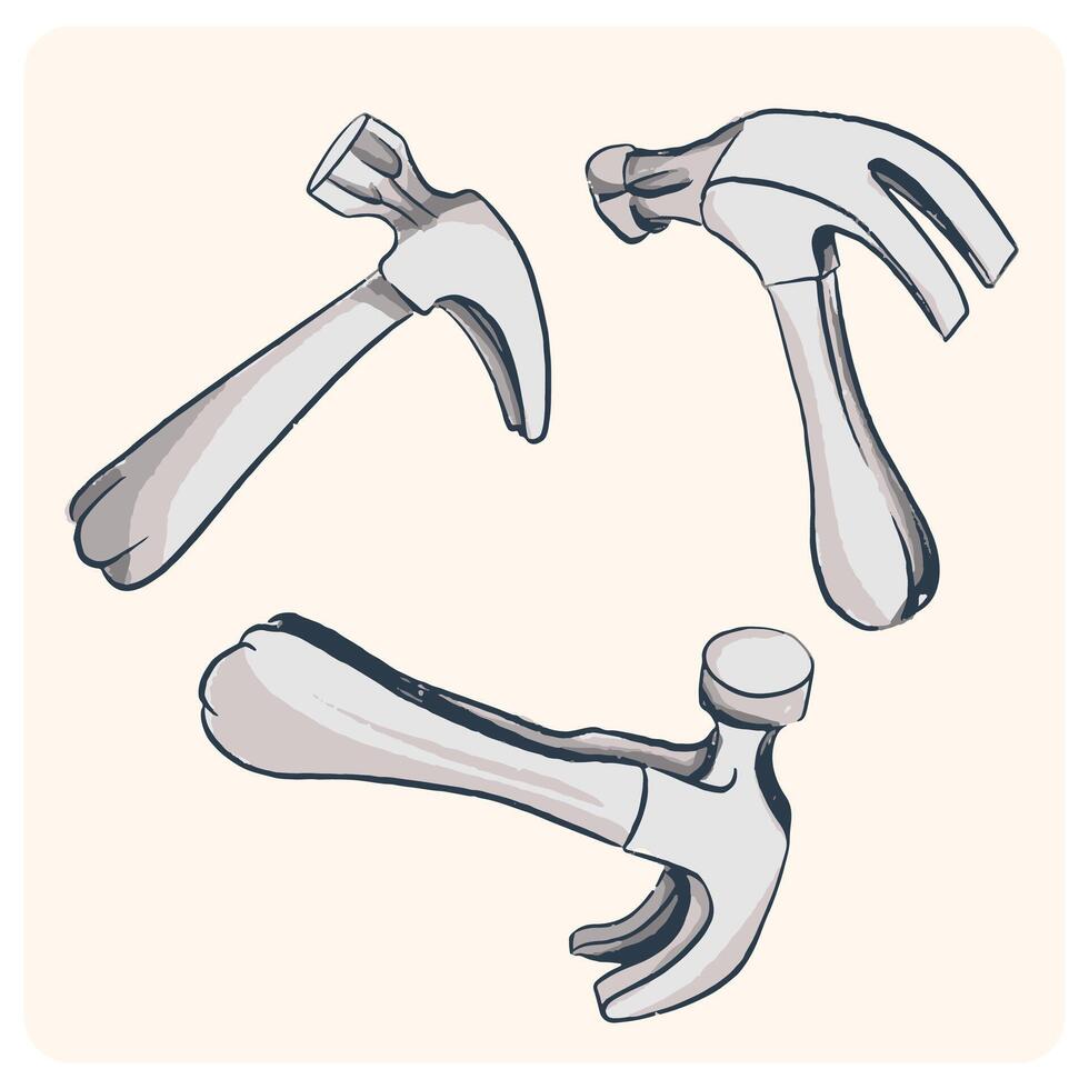 Hammer Sketch Illustration Set vector
