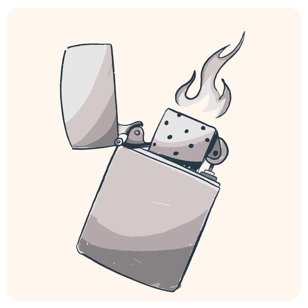 Lighter Sketch Illustration with Flame vector