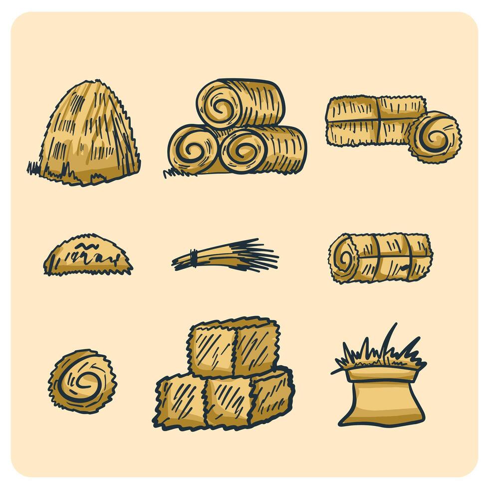 Hand-Drawn Haystack Collection vector