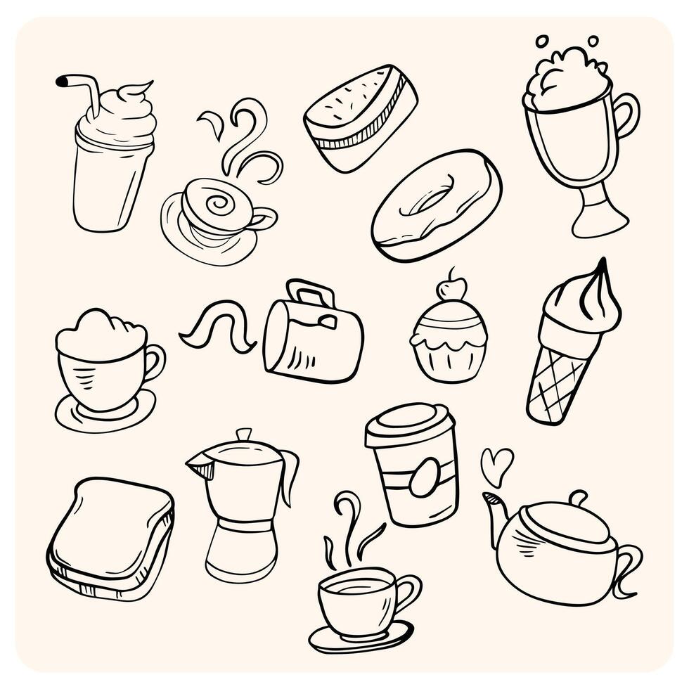 Coffee and Pastry Sketch Collection vector