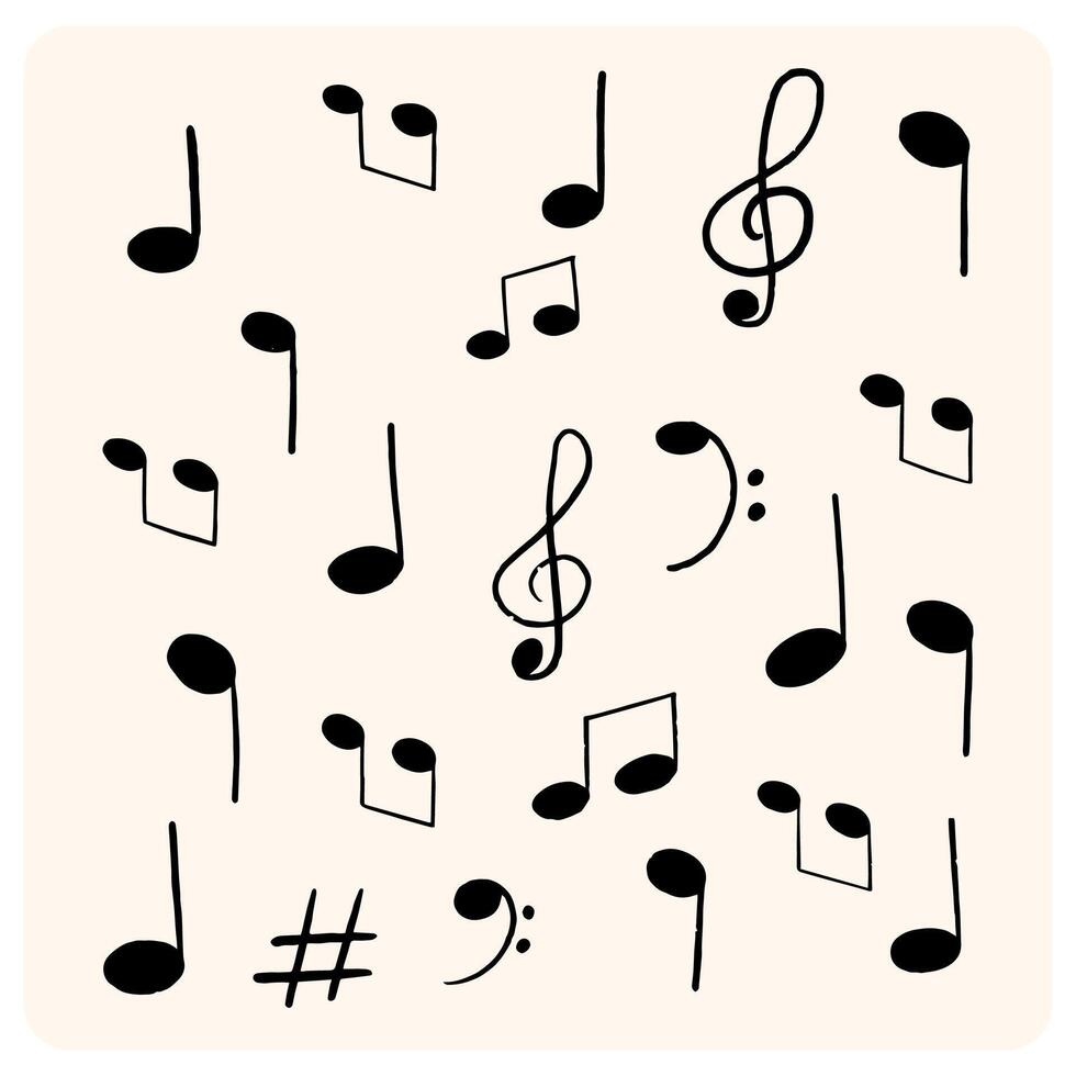 Musical Doodle Group with background cream vector