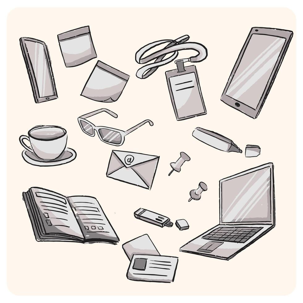 Office Supply Sketch Collection vector