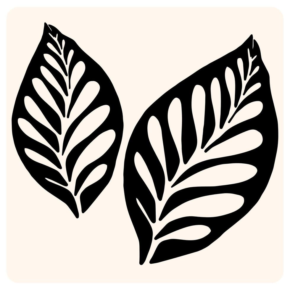 Veined Leaf Silhouette Duo vector