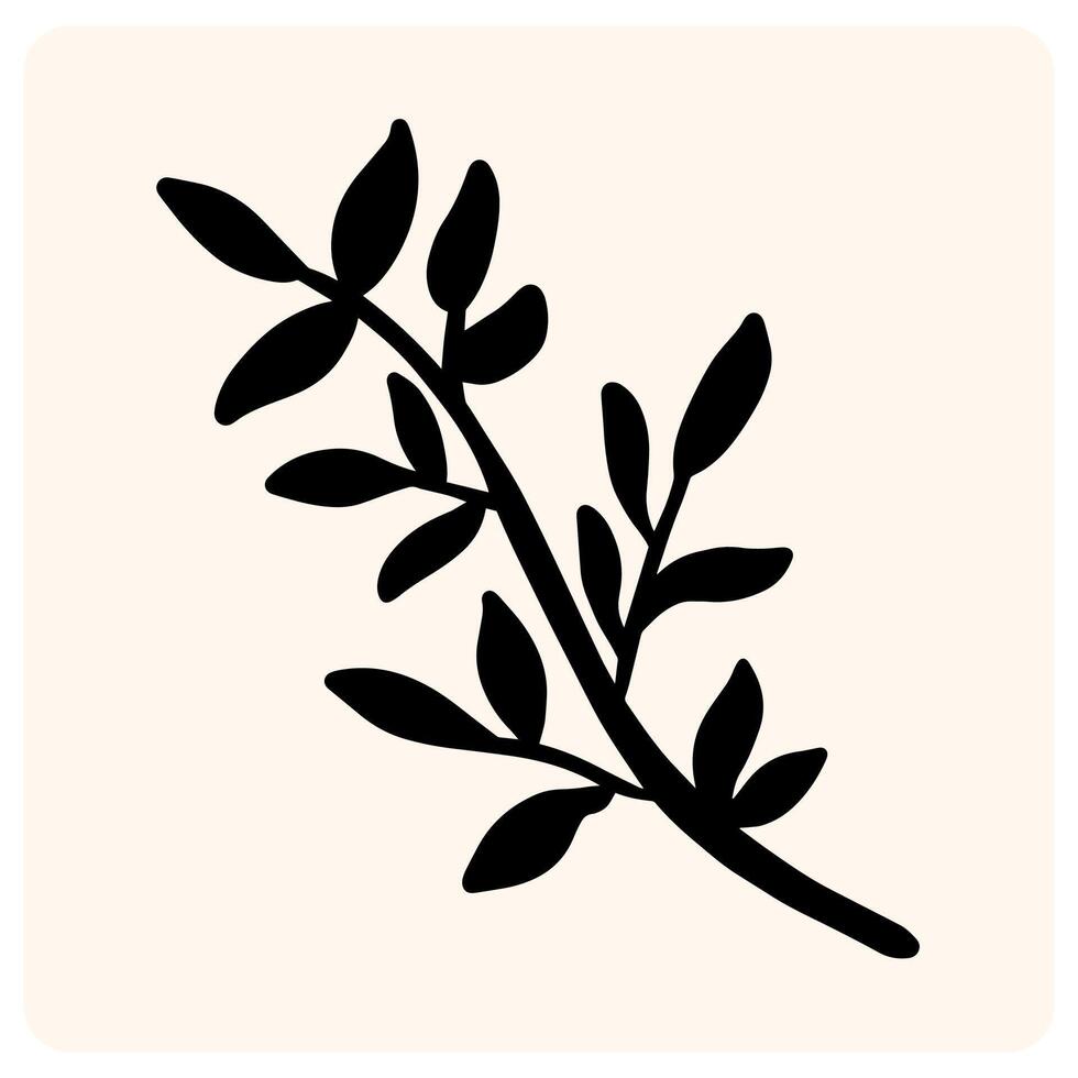 Small Branch with Leaves Outline vector