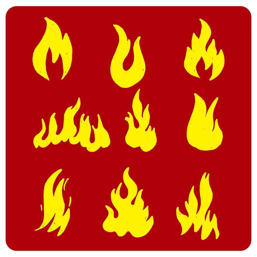Stylized Fire Shape Set vector