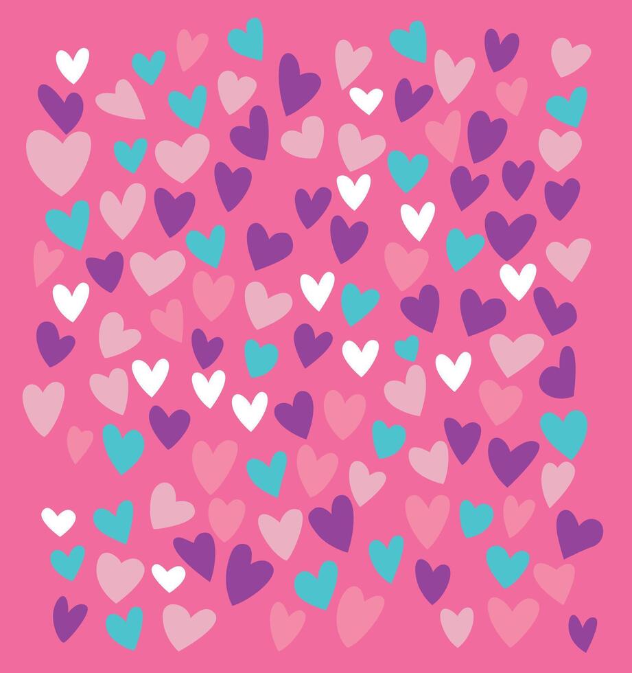 Seamless Pattern of Colorful Hearts on Pink Background vector