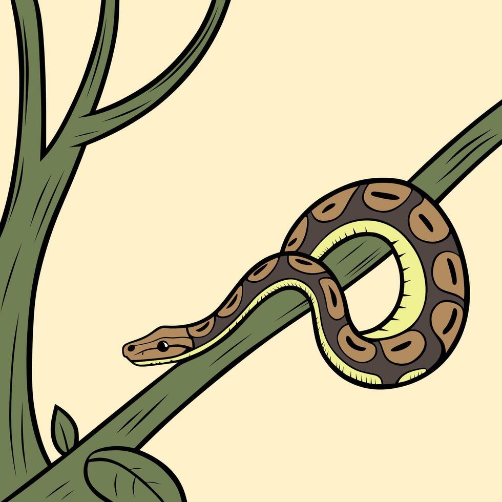 Colorful Snake on Tree Branch vector