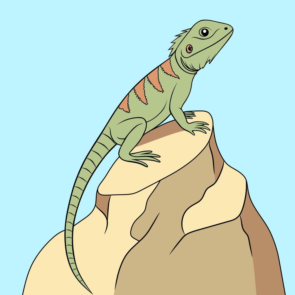 Colorful Lizard on Rocky Cliff vector