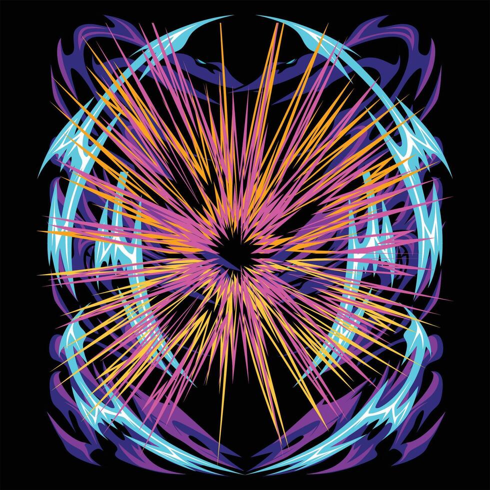 A colorful explosion in the center of a black background vector