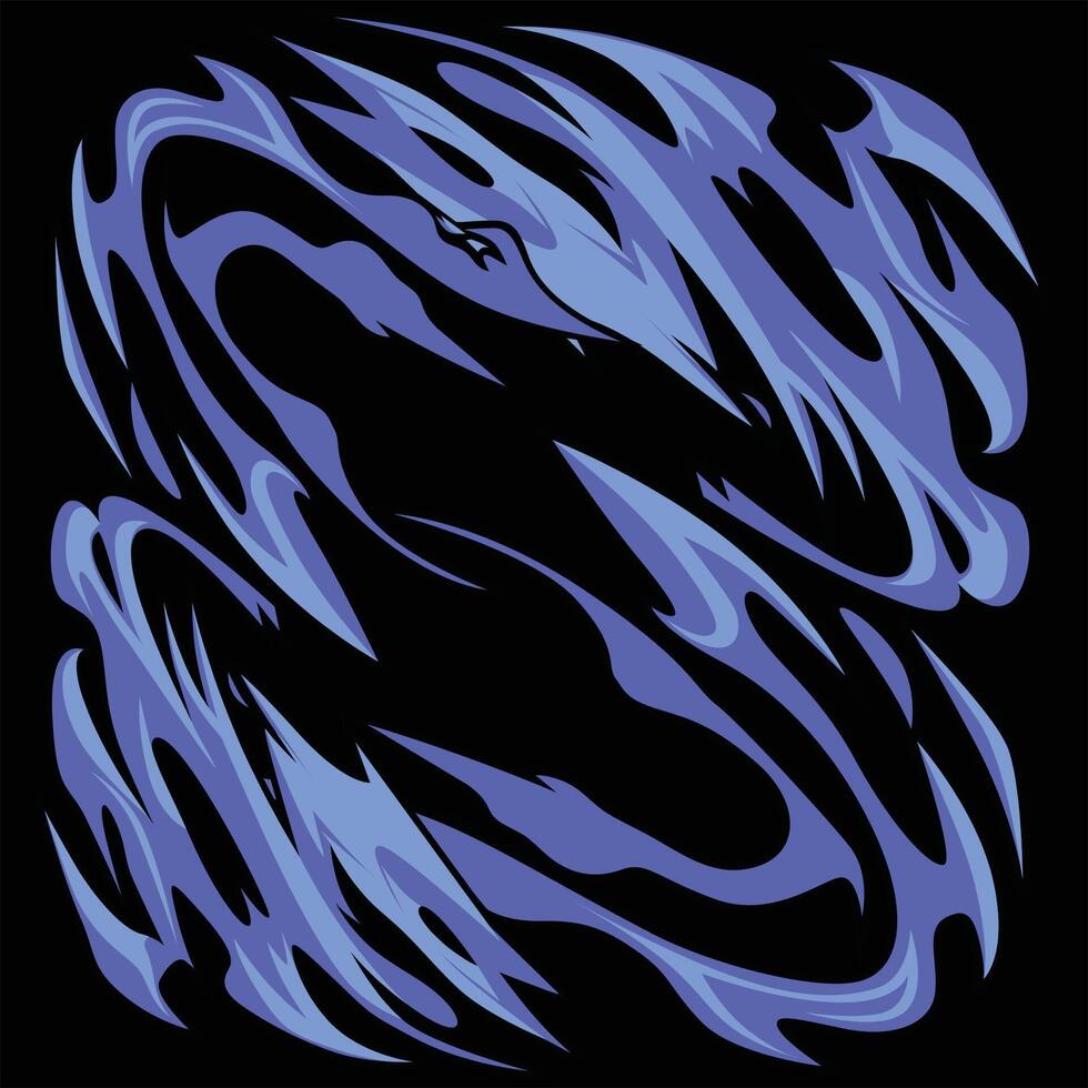 A blue and black design with flames vector
