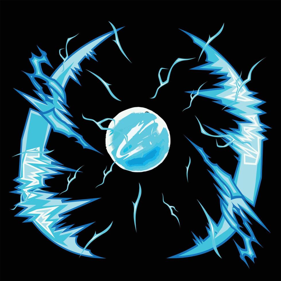 A blue lightning bolt with a circle around it vector