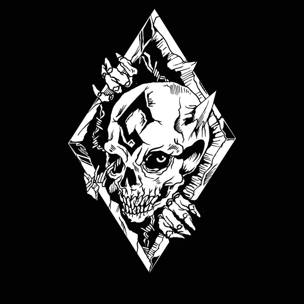 skull head hiding vector