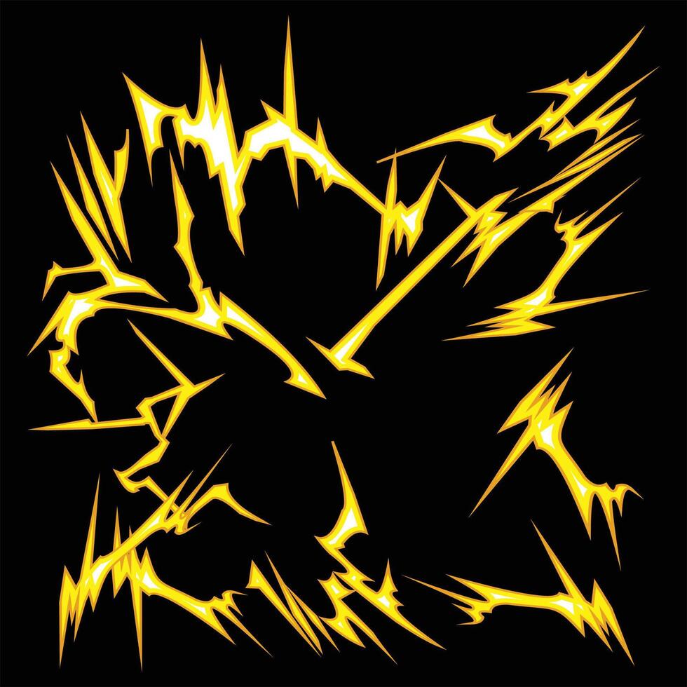 A black and yellow lightning bolt on a black background vector