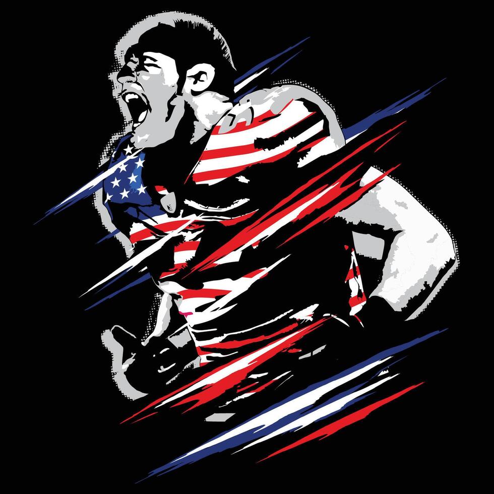 A football player in an american flag shirt vector