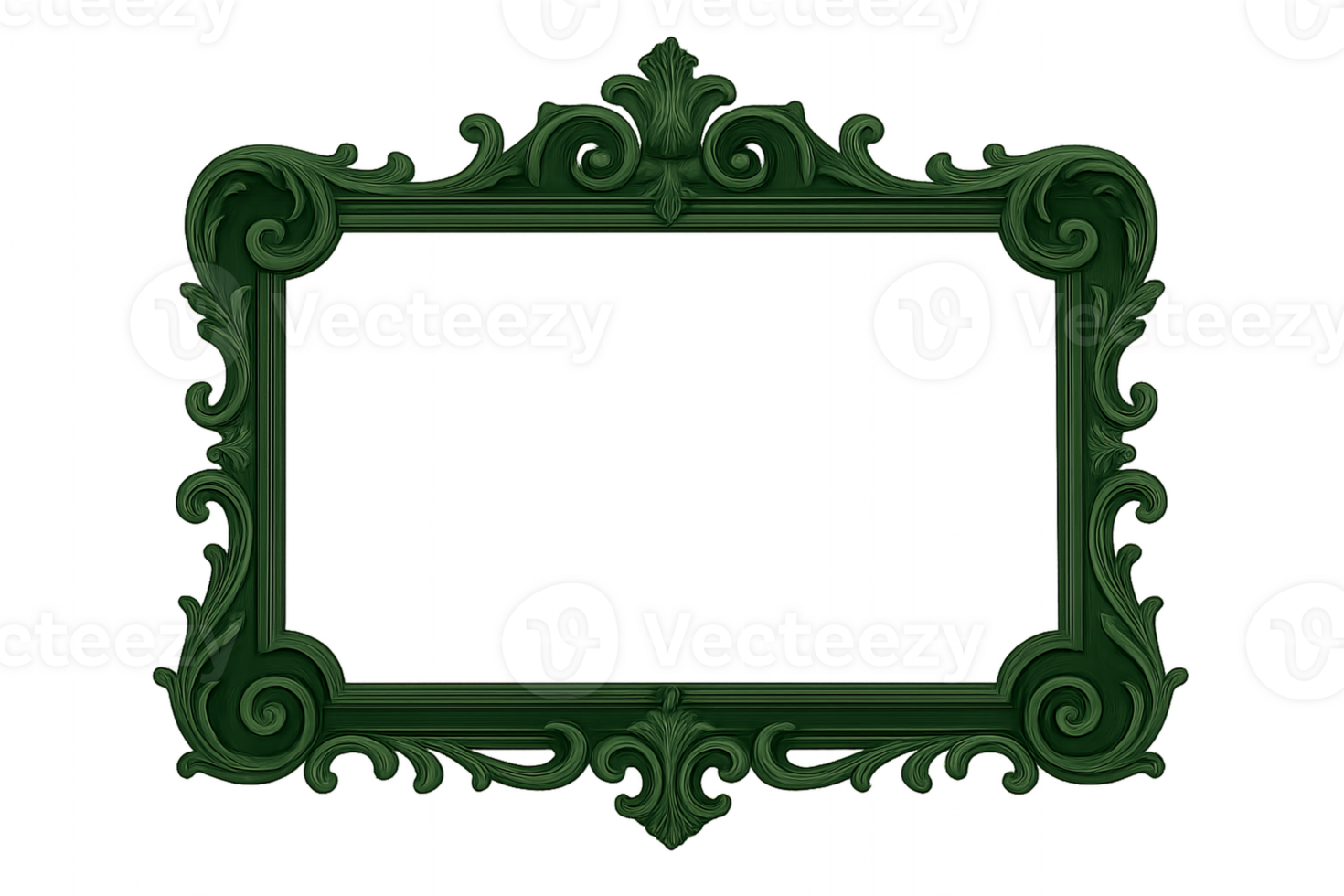 Elegant Green Frame with Decorative Swirls for Artistic Displays png