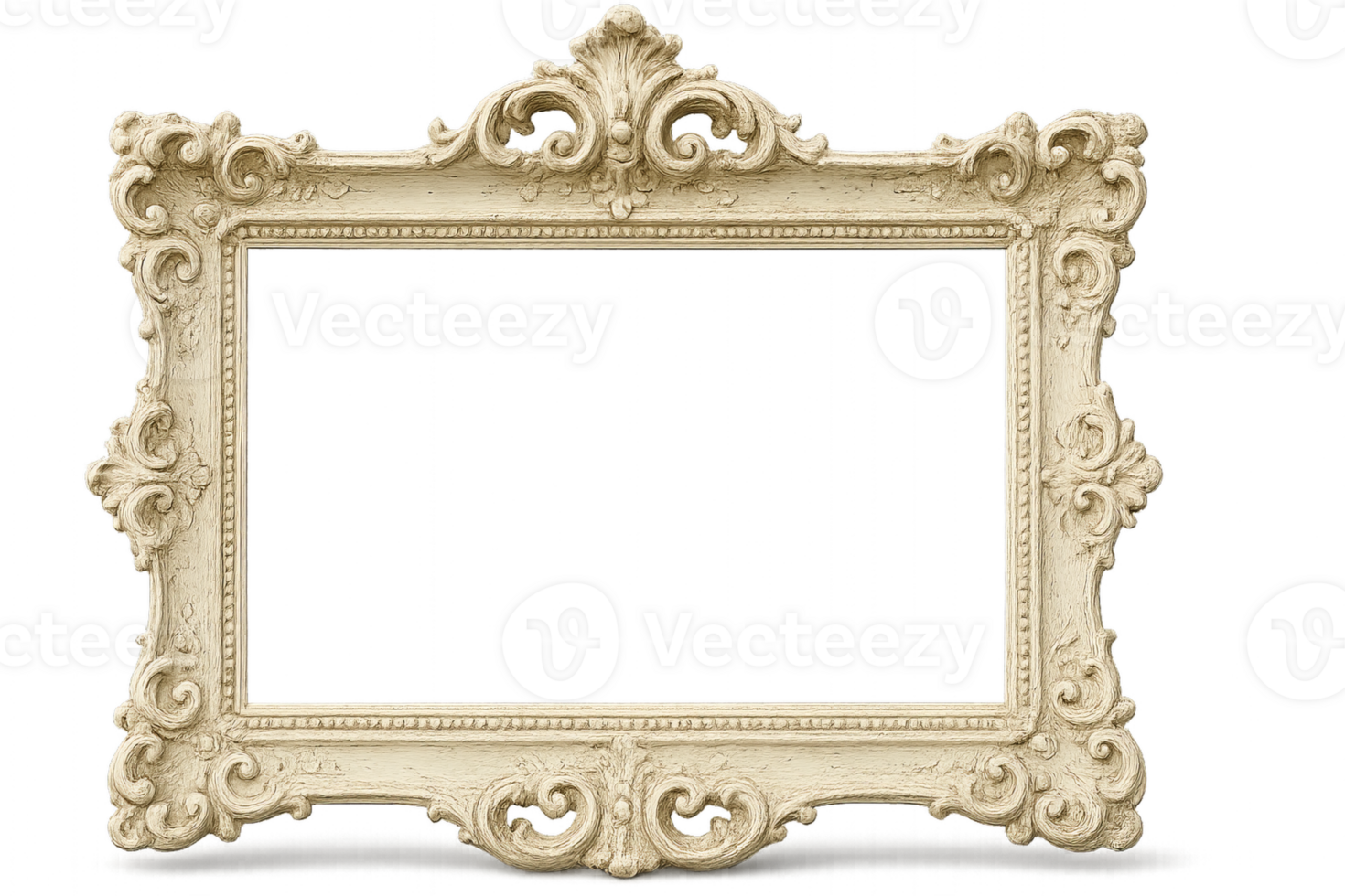 Elegant Antique White Frame with Intricate Design for Artwork png