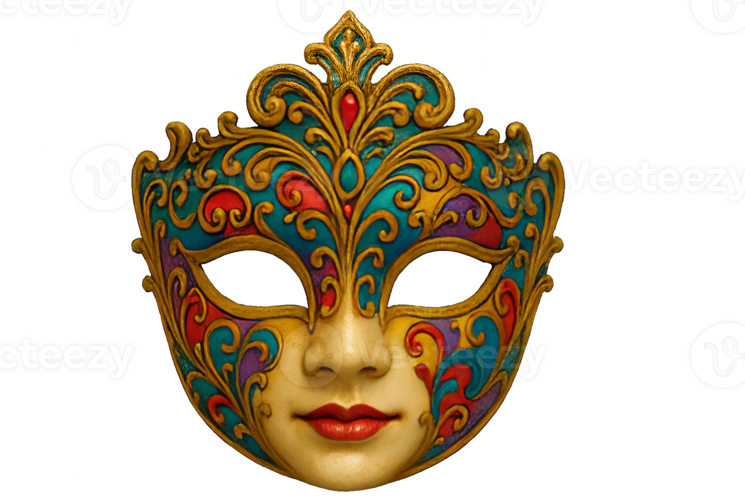 Ornate Venetian Mask with Colorful Patterns and Intricate Designs png