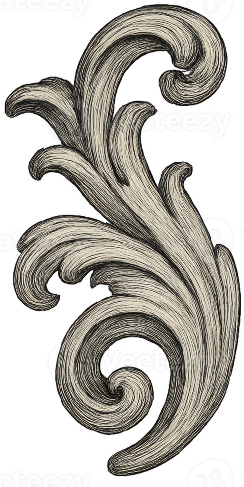 Ornate Vintage Flourish Design in Elegant Scroll Pattern png
