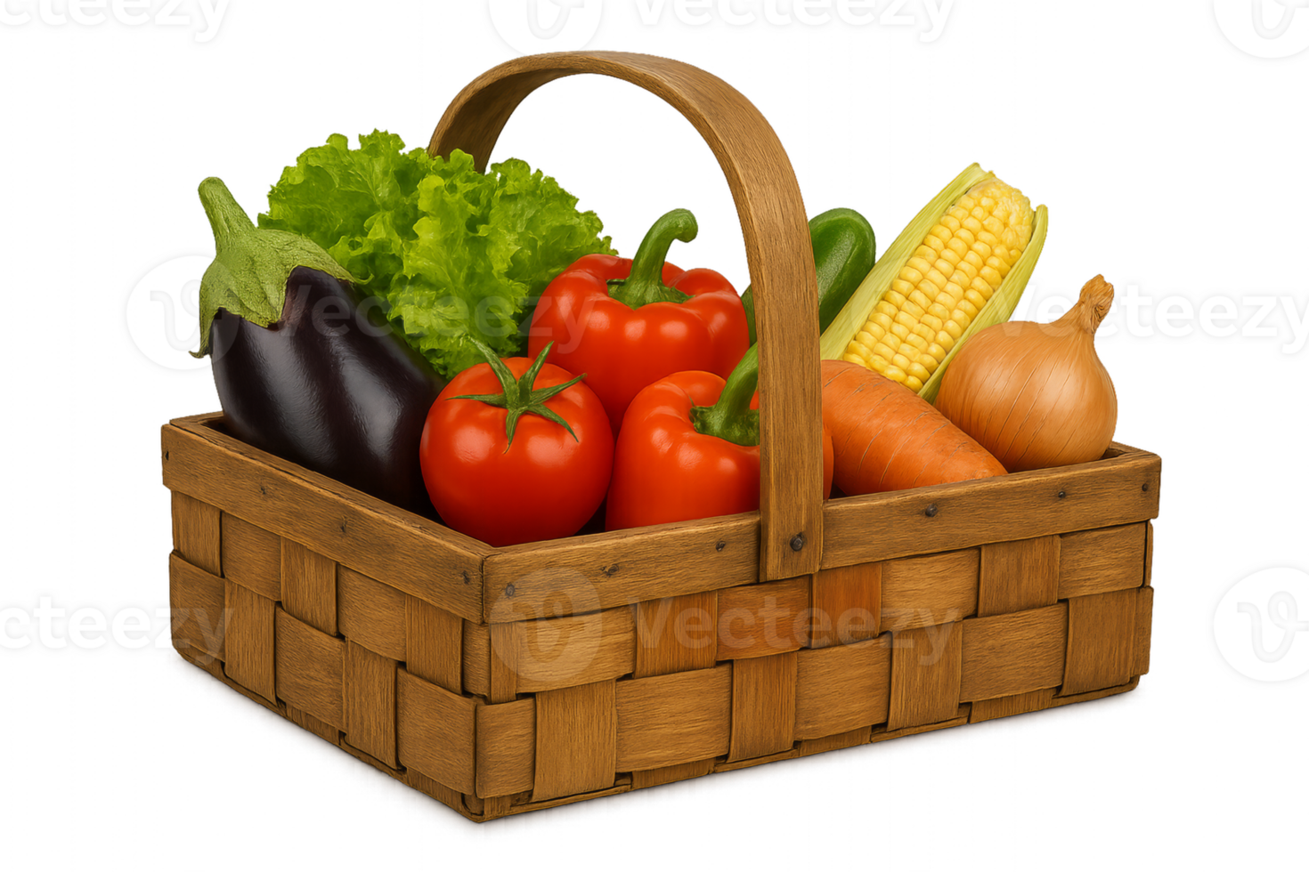 Fresh Artisanal Vegetable Basket Filled with Colorful Produce png