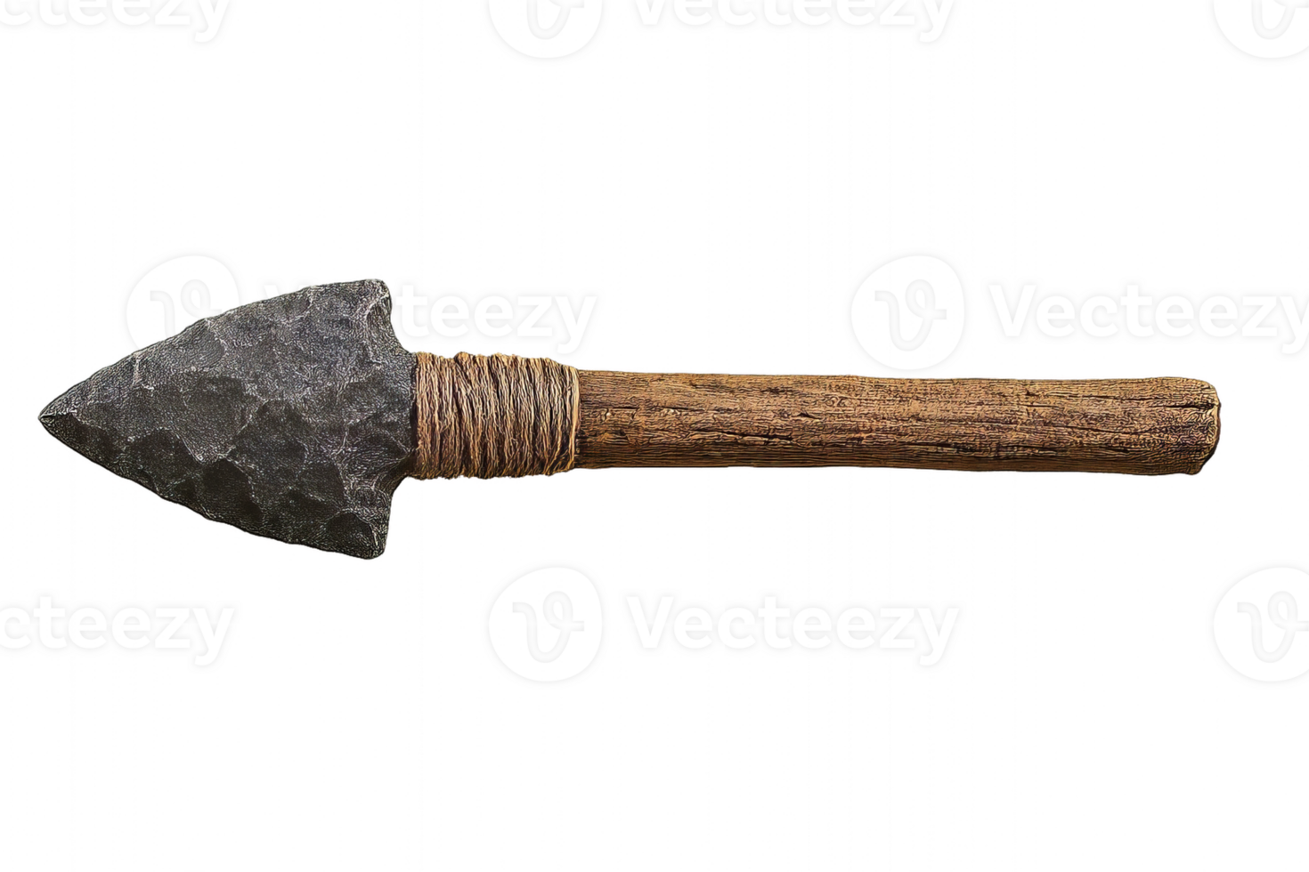 Simple Artisan Spear with Stone Tip and Wooden Handle png