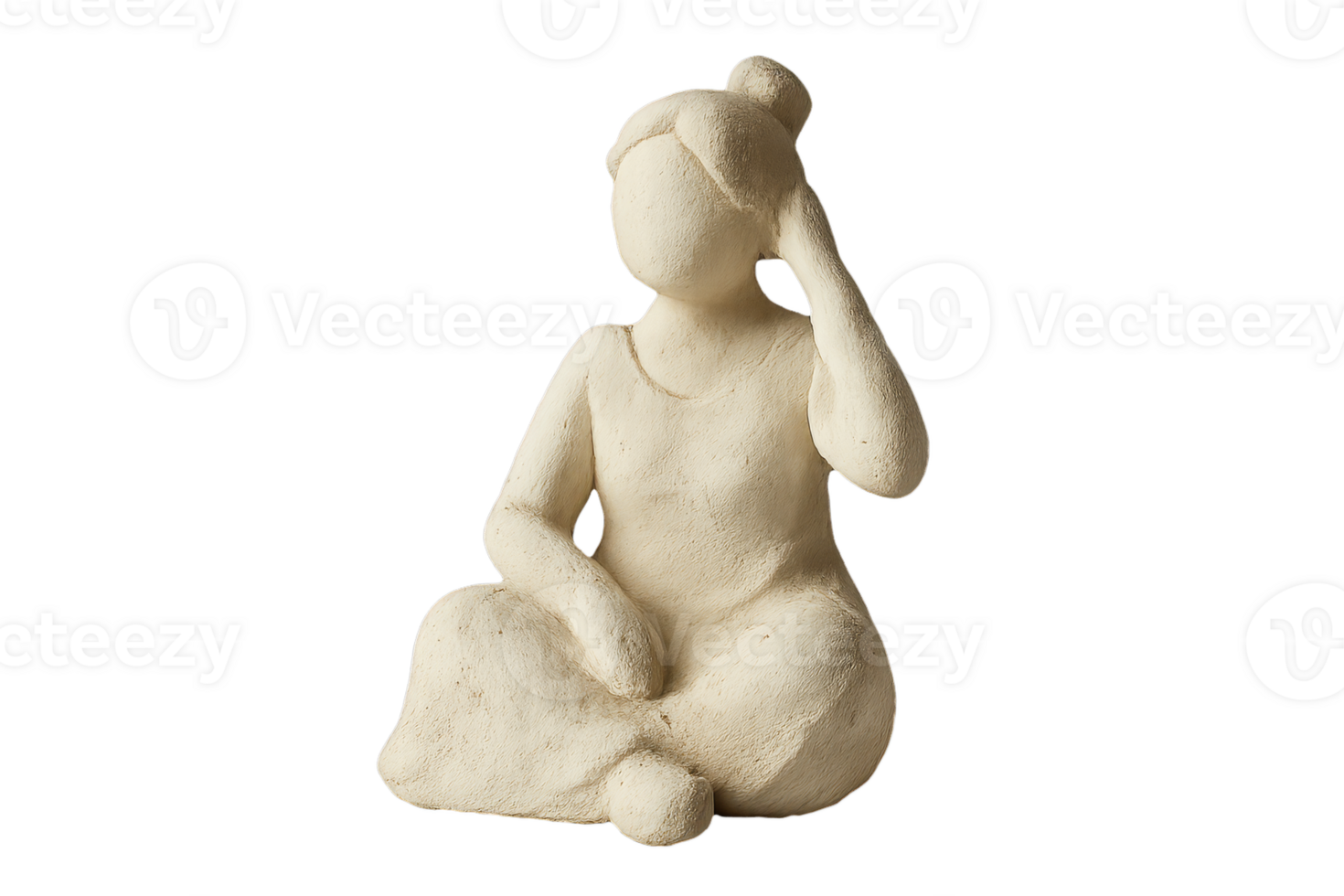 Handmade Simple Plaster Figure of a Woman in a Thoughtful Pose png
