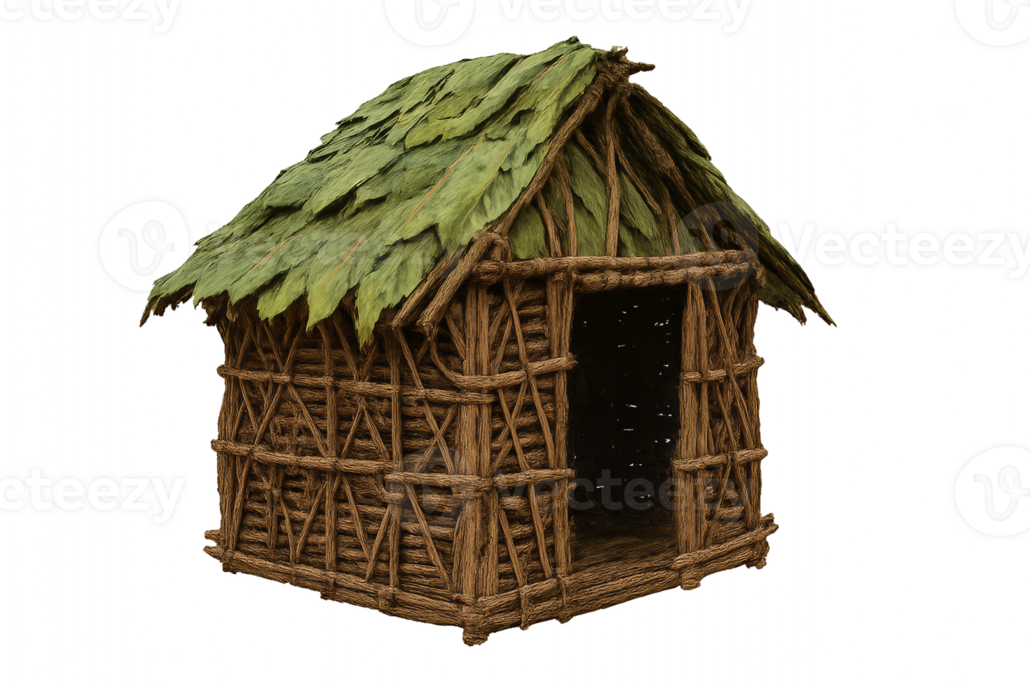 Rustic Artisan Hut with Natural Materials and Simple Design png