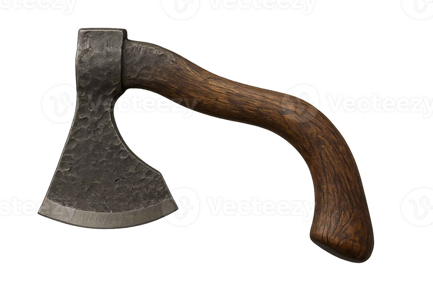 Artisan Hand Forged Axe with Simple Design and Wooden Handle png