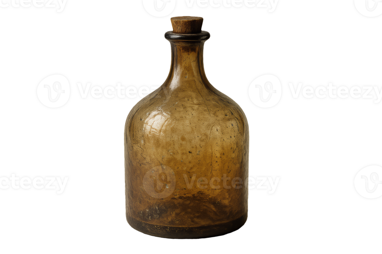 Vintage Antique Glass Bottle with Wooden Cork for Decorative Use png