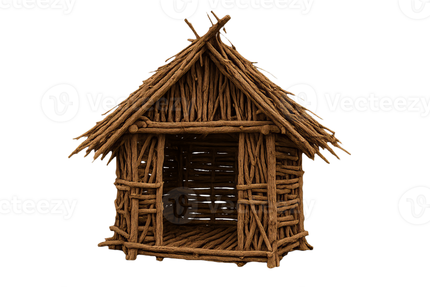Handmade Branch Hut with Simple Structure and Natural Elements png