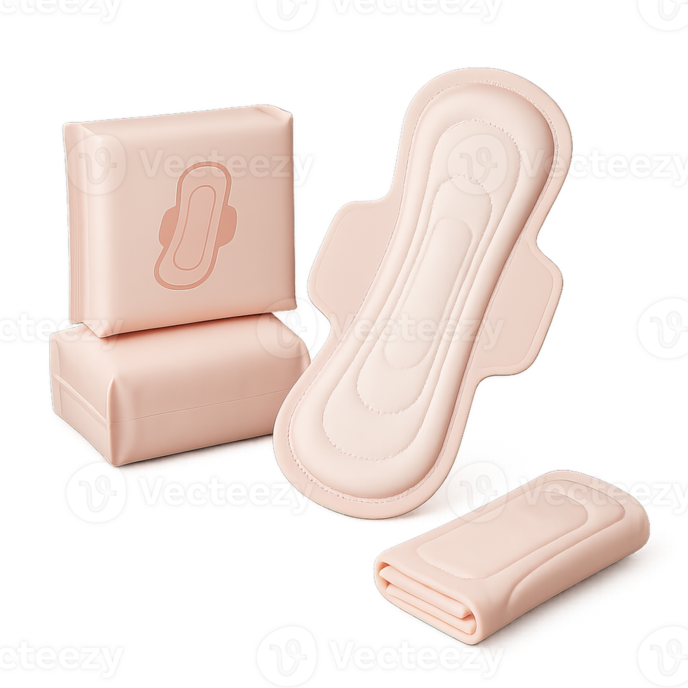 3D Render of Simple Sanitary Napkin Pack and Individual Napkin png