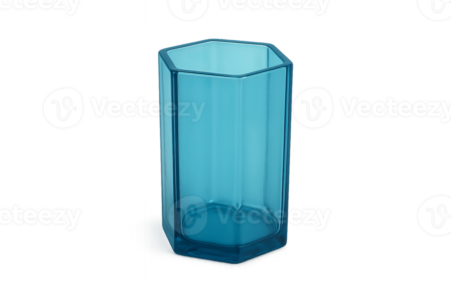 Simple Blue Hexagon Vase in Transparent Design for Minimalist Decor png