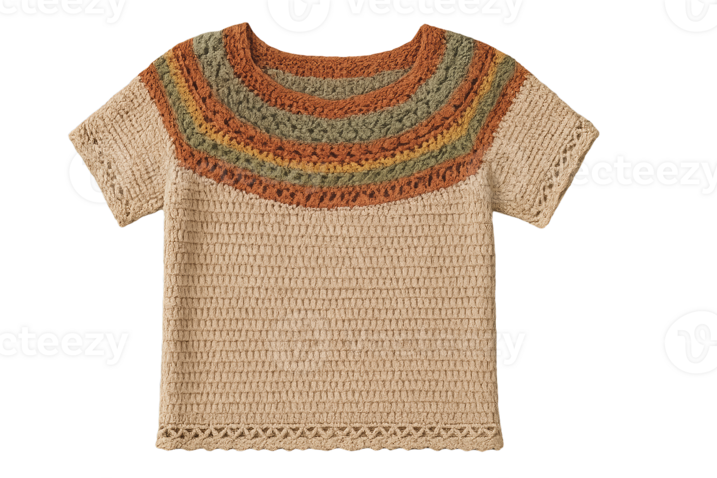 Handmade Knitted Shirt with Colorful Pattern and Simple Design png