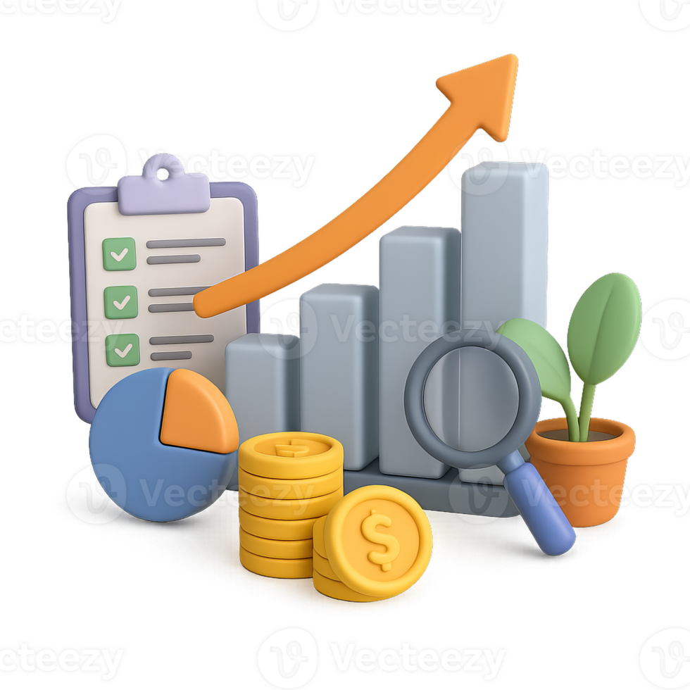 A chart with a coin, a paper and a pen png