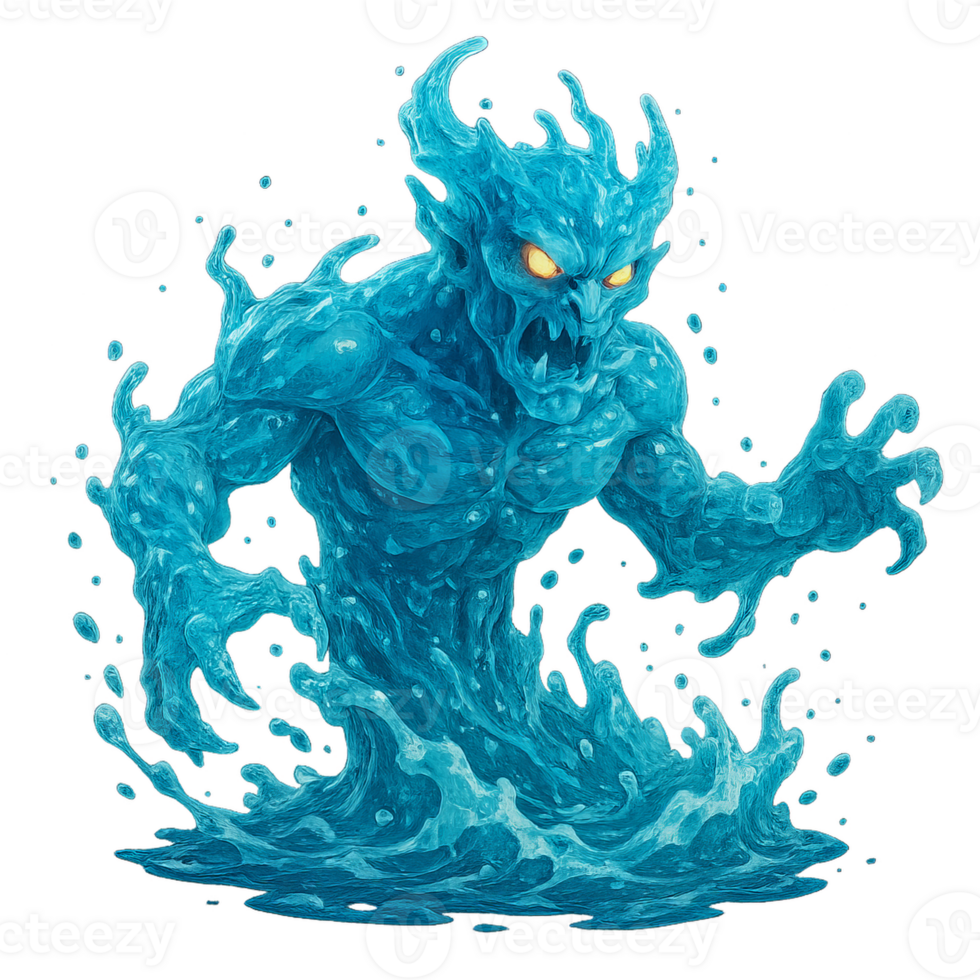 A blue monster with water coming out of its mouth png
