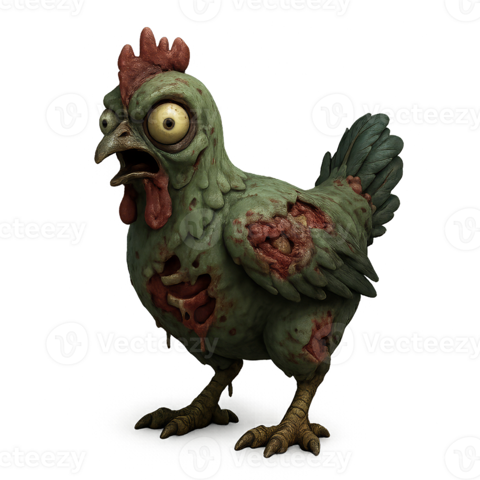 A chicken with a big head and eyes png