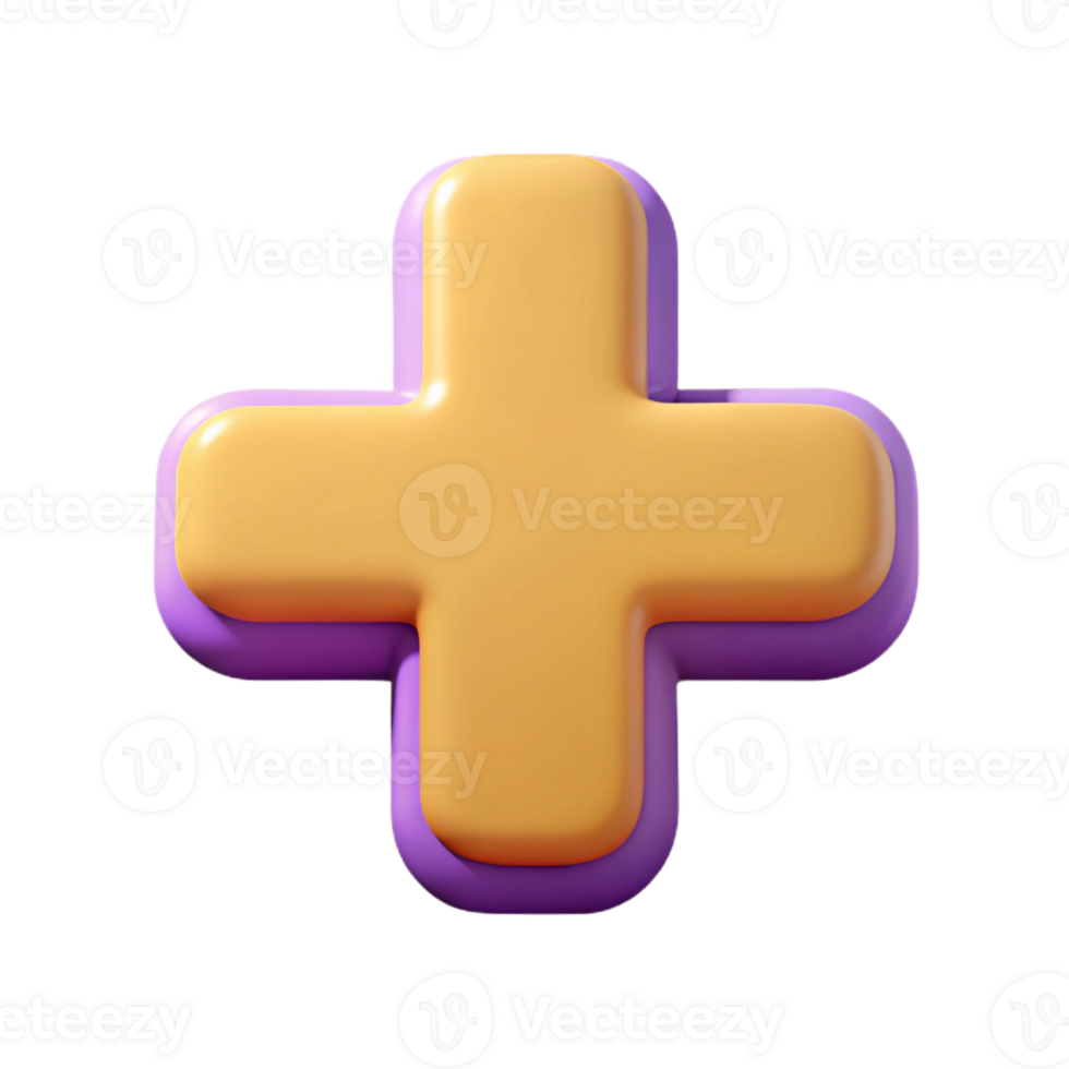 vibrant whimsical renaissance Plus sign character with rounded edges. Flat color, minimal design, with Scalable Design. studio quality png